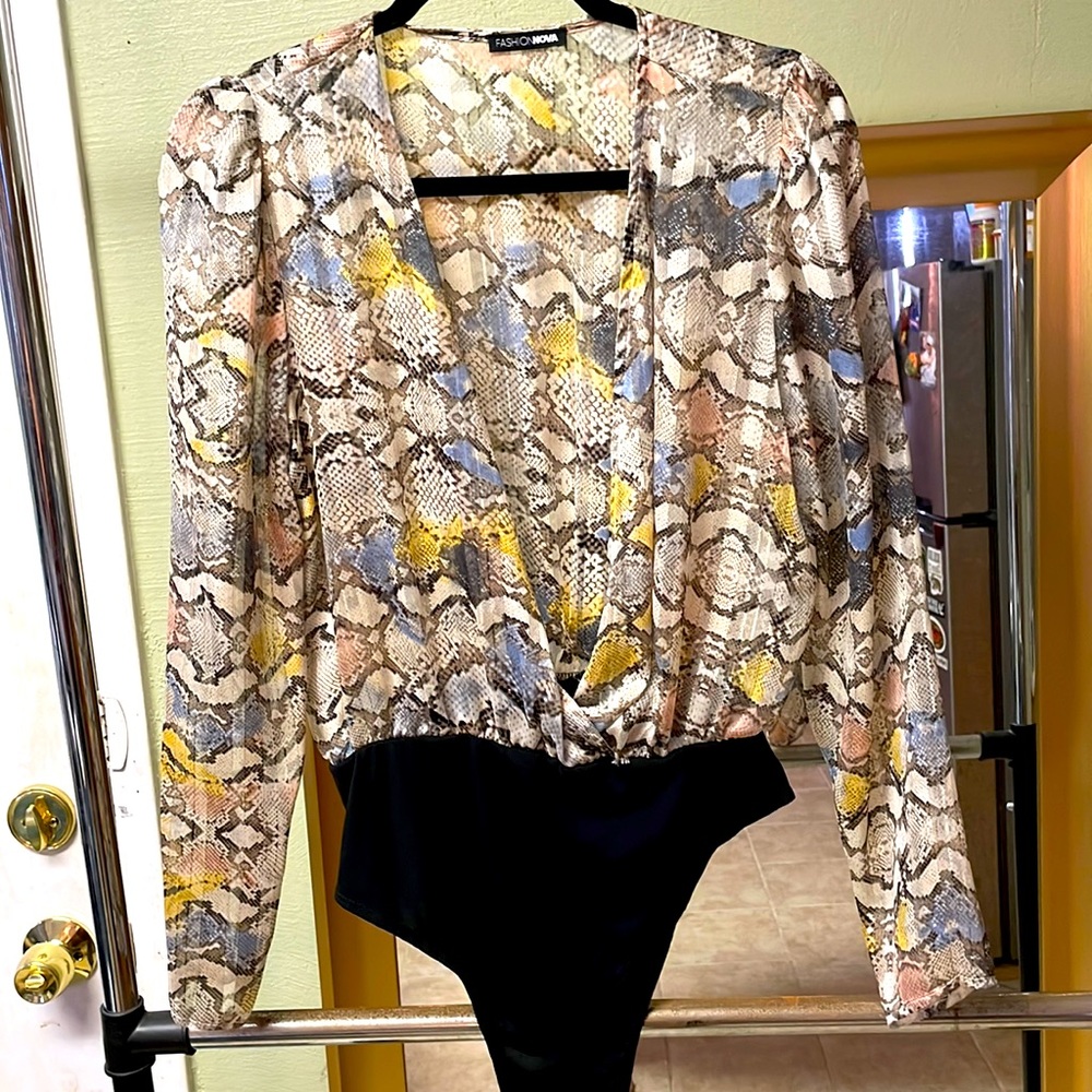 Snake print body suit